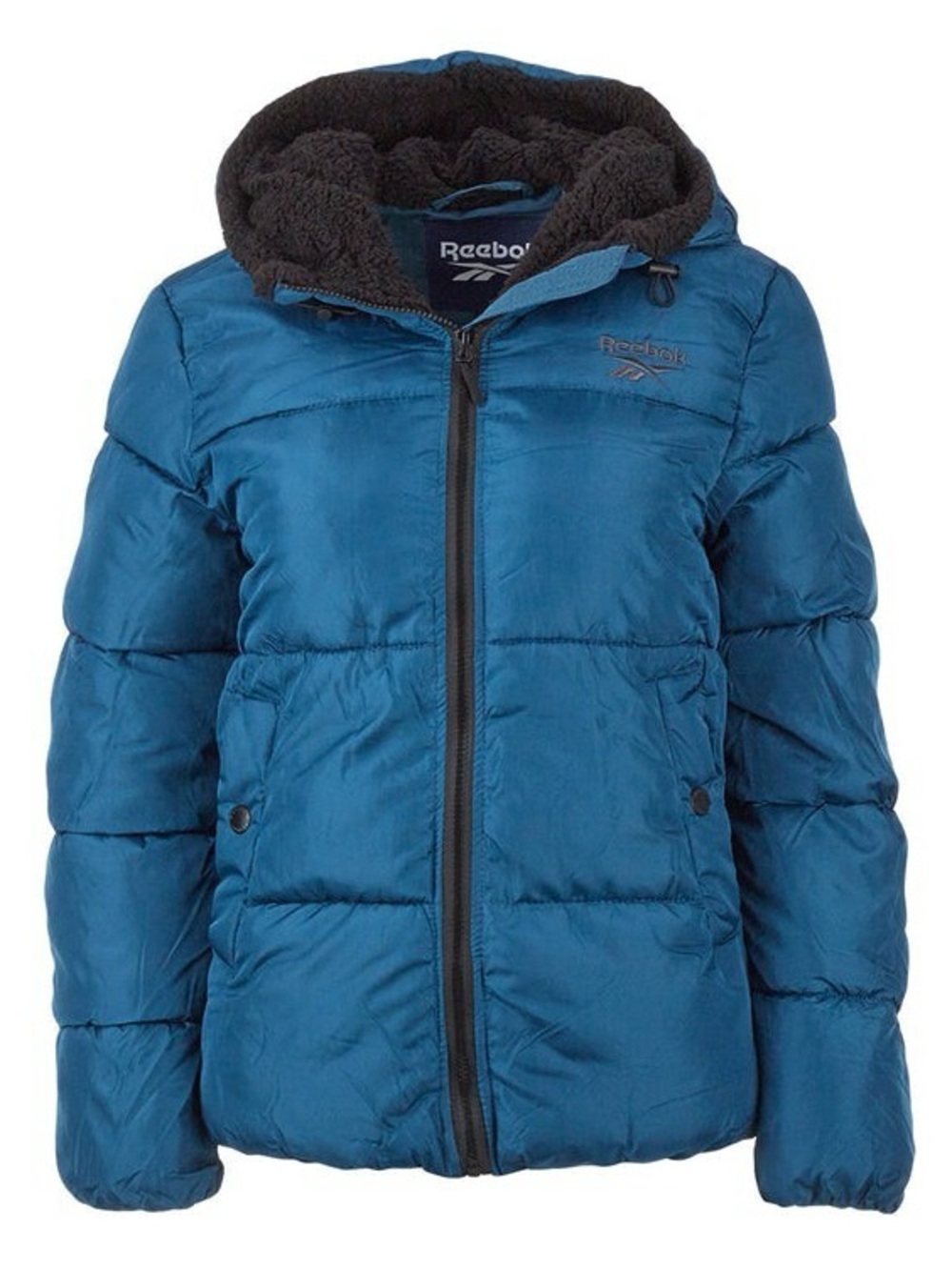 Reebok Women's Sherpa Hood Puffer Jacket - Small Peacock Blue/dark green